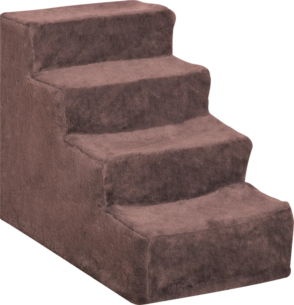 PawHut Scăriță pentru Câini Portabilă cu 4 Trepte, Scară pentru Animale Domestice, 60x35x44 cm, Gri Deschis | Aosom Romania