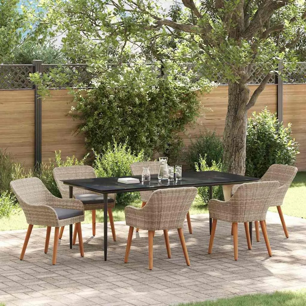 vidaXL Set de dining 7 pcs Gri deschis și Negru mare