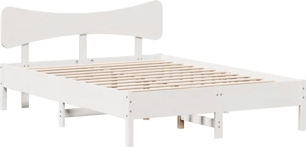 vidaXL Cadru de pat fără saltea, alb, 140x190 cm, lemn masiv de pin