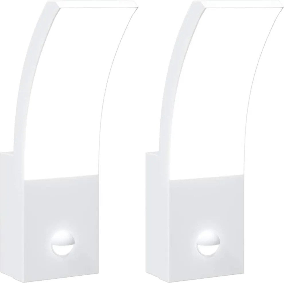 vidaXL Lămpi exterioare de perete LED/senzor 2 buc alb aluminiu turnat