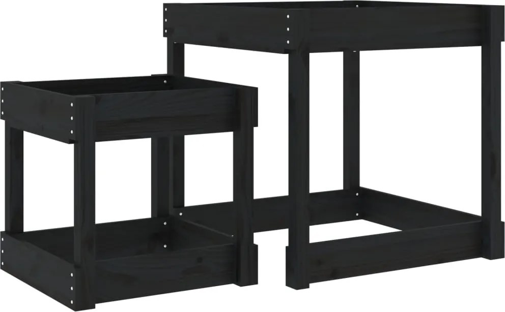 vidaXL Mese pentru nisip, 2 buc., negru, lemn masiv de pin