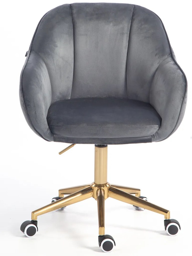 HR2055K Scaun Grafit din Catifea cu Bază Aurie