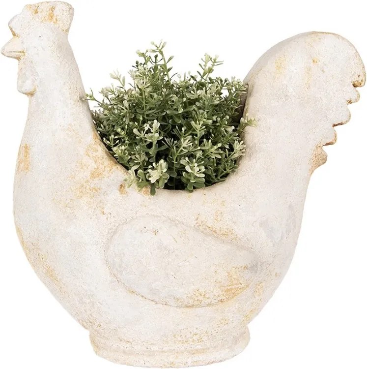 Ghiveci decorativ găină ,din ceramică, stil brocante