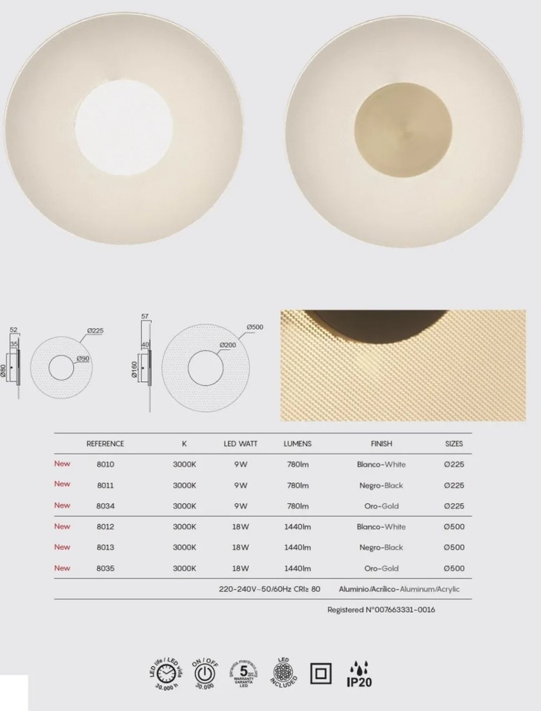 Aplica LED de perete iluminat ambiental VENUS 9W aurie