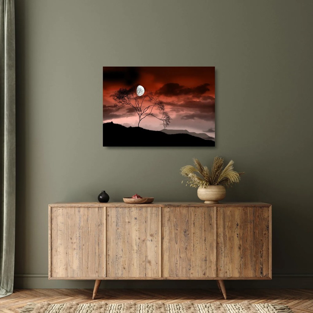 Tablou pe sticlă - Luna luminează noaptea (70x50 cm)