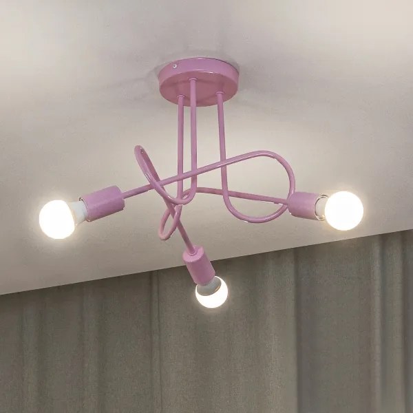 Plafonieră OXFORD 3xE27/15W/230V roz