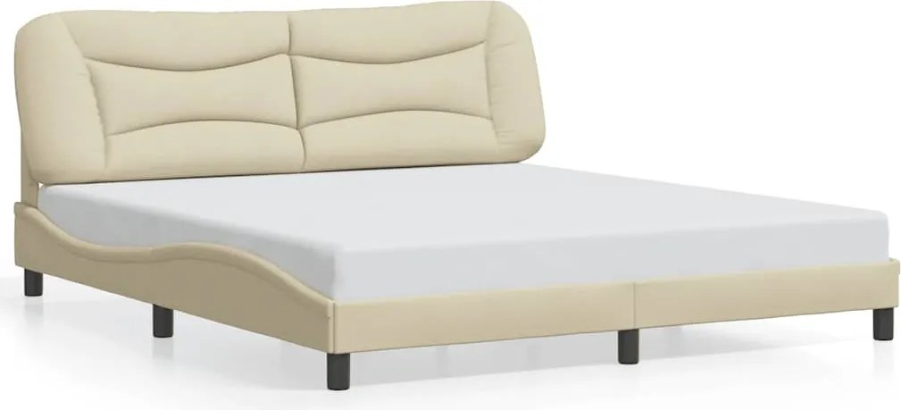 vidaXL Cadru de pat fără saltea, Hvar, crem, 180x200 cm, textil