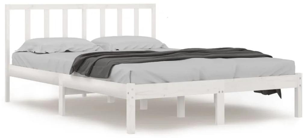 3105117 vidaXL Cadru de pat, alb, 140x190 cm, lemn masiv de pin