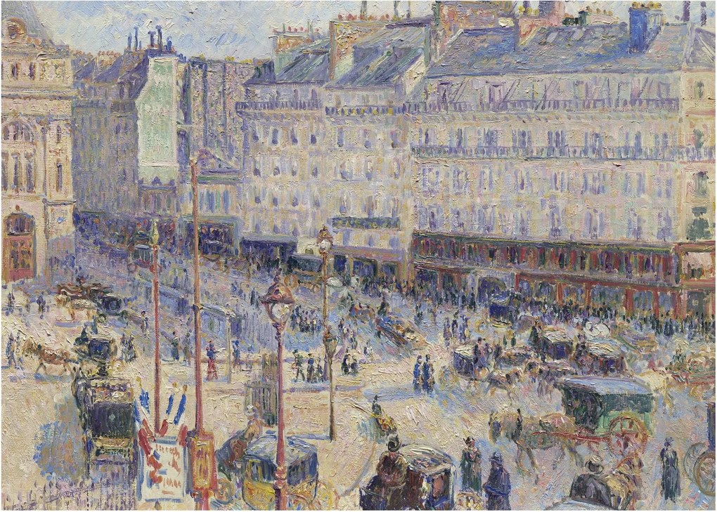 Tablou pe sticlă - Camille Pissarro, The Place du Havre, reproducere (70x50 cm)