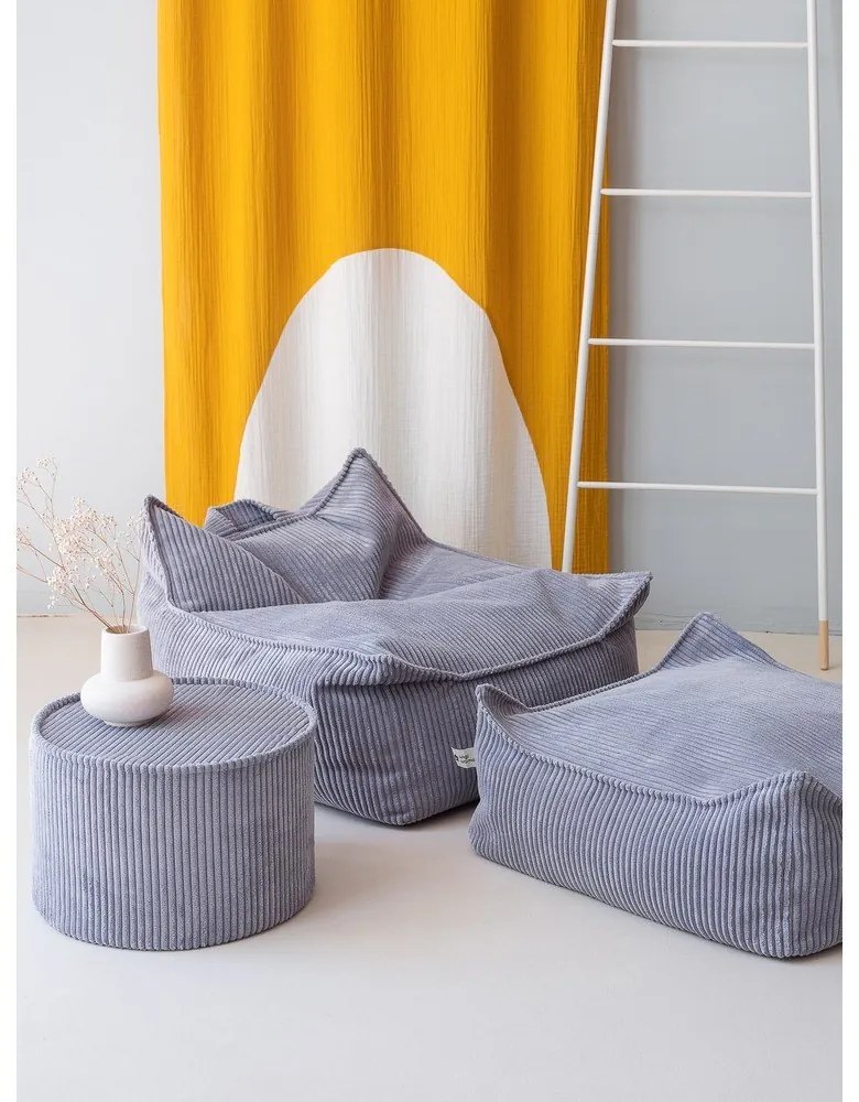 Fotoliu puf pentru copii albastru cu tapițerie din catifea reiată Chair – Wigiwama