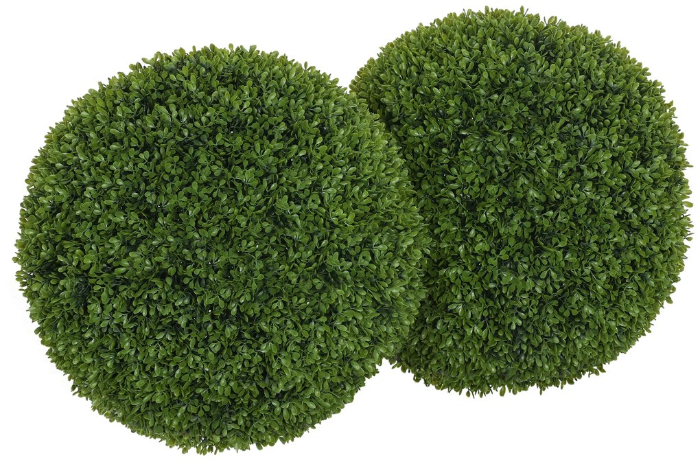 HOMCOM Set de 2 bule de bux artificial de 40 cm decorațiuni pentru interior sau exterior verde închis | Aosom Romania