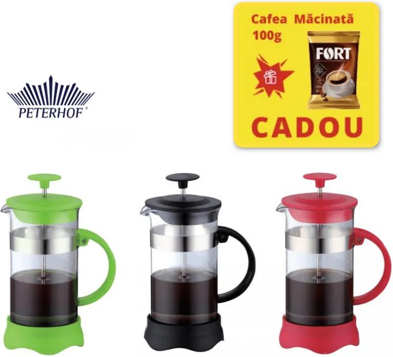 Filtru manual 800 ml Cafea si Ceai French Press, Cafea macinata, Sticla