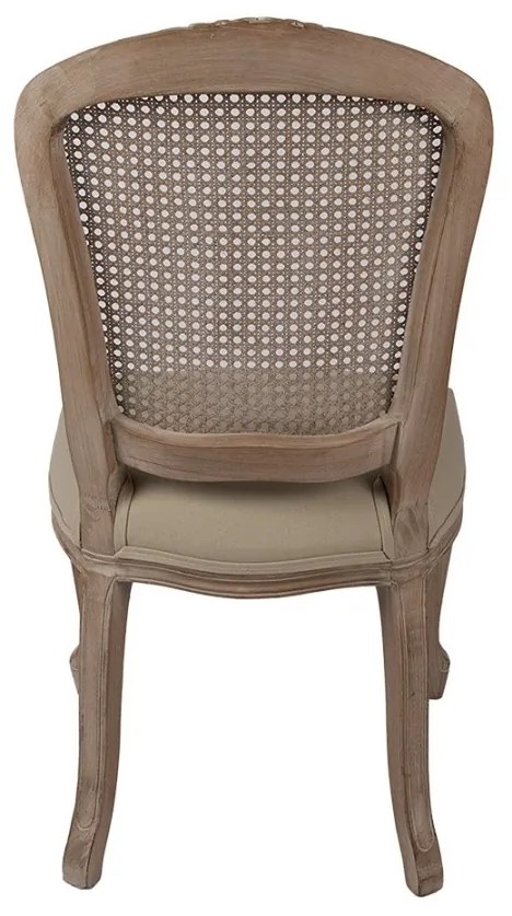 Scaun dining shabby chic, cu spătar din rattan, 52x49x95 cm