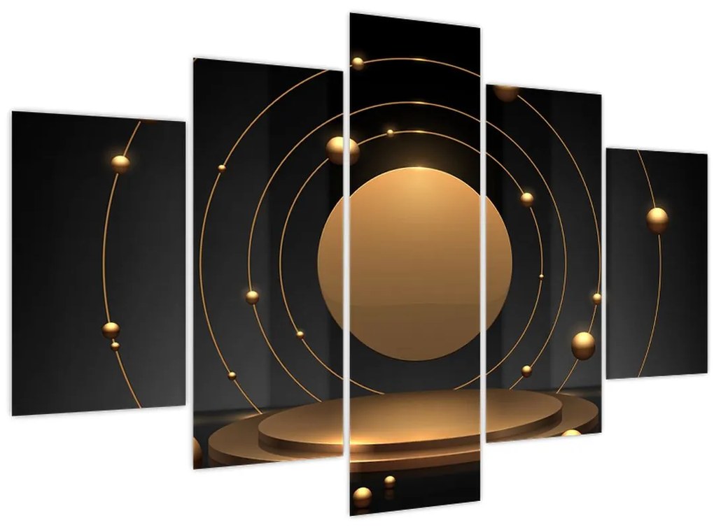 Tablou - Cercuri aurii (150x105 cm)