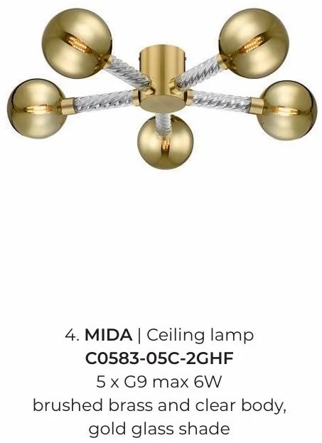 Lustra aplicata cu 5 surse de lumina design modern Mida