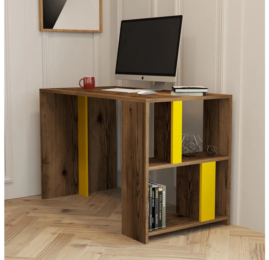Masă PC Limba (Nuc + Galben). 1088800