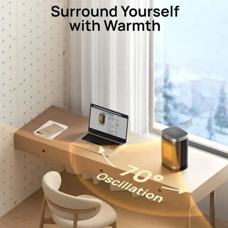 Aeroterma coloana DREO Atom 318, 1500 W, Pana la 20 m², 5 moduri, HeatShield360, Timer, Gri/Negru