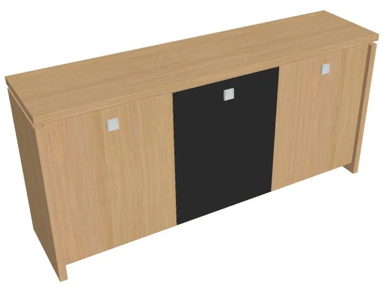 Dulap mic Verno 188 x 46 x 90 cm, uși combinate, stejar deschis / negru