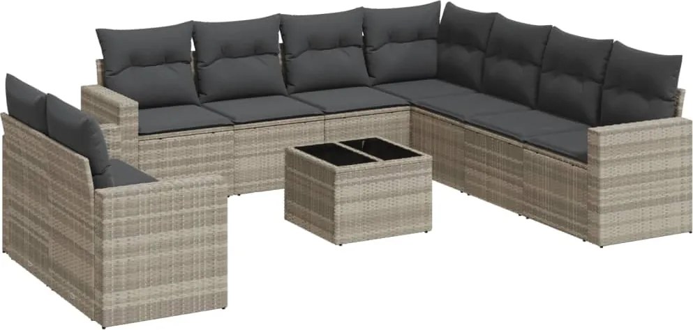 vidaXL Set canapele de grădină cu perne 10 piese gri deschis poliratan