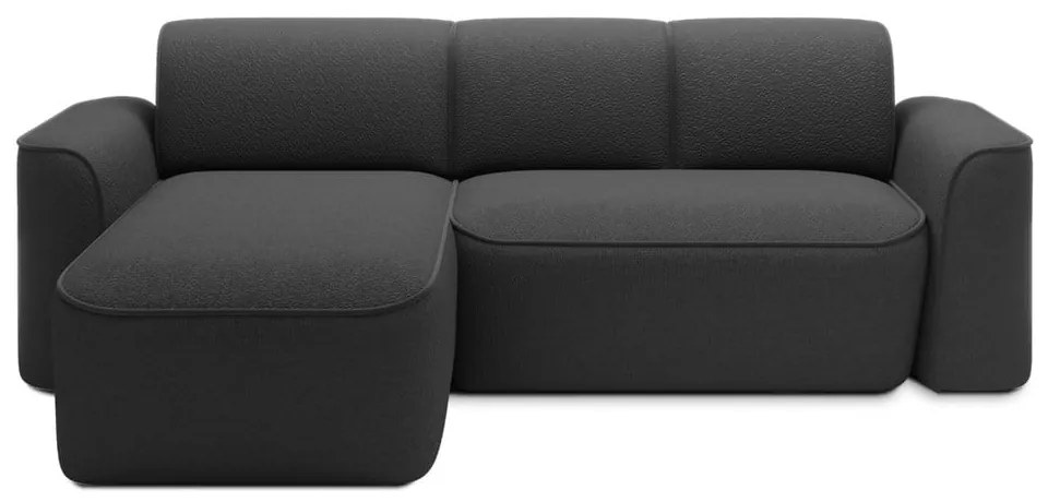 Colțar gri antracit cu tapițerie din țesătură bouclé (cu colț pe partea stângă/cu șezlong) Ume – ELTAP