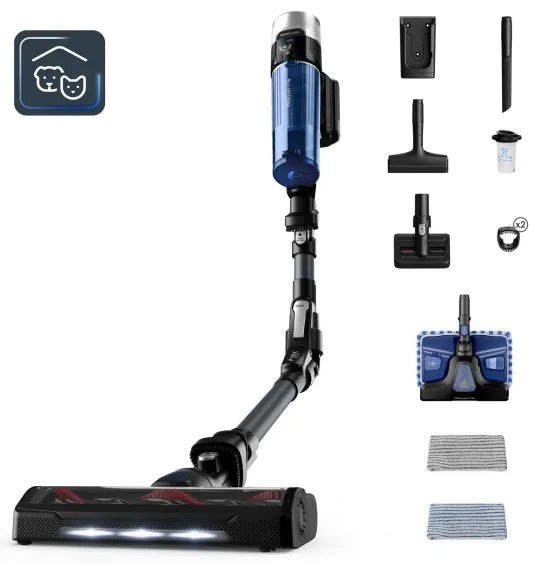 Aspirator vertical Rowenta X-FORCE FLEX ANIMAL AQUA AUTO 4in1 250W/230V negru/albastru