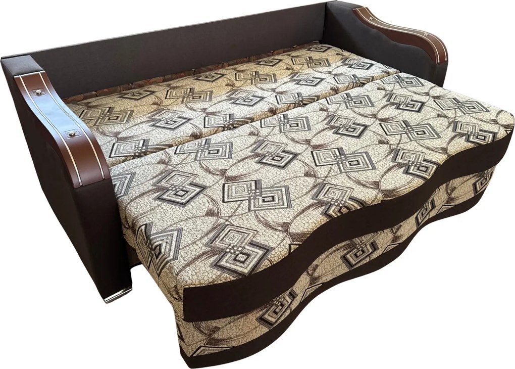 Canapea DIANA extensibila, 3 locuri, cu lada de depozitare, stofa maro cu bej , 220x100x80 Maro + Bej