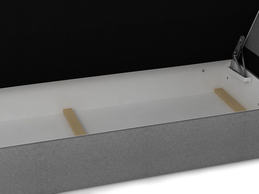 Pat matrimonial Boxspring 140 cm Porto (negru) ( cu saltea și sp. depozitare). 1047304