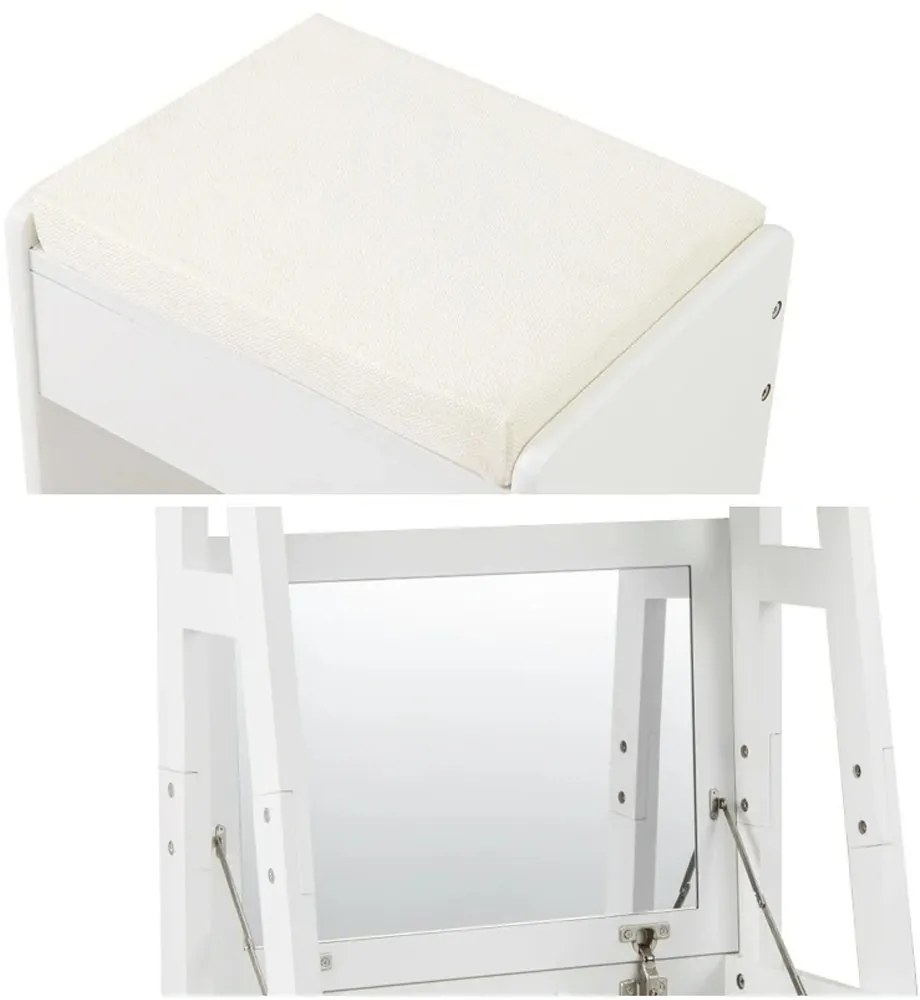 Masă de toaletă îngustă cu 2 rafturi și scaun, 60x40x180cm