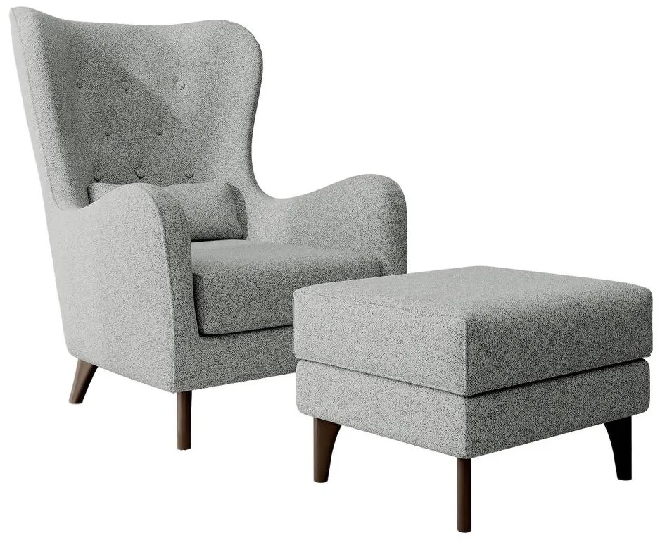 Fotoliu cu suport picioare Calimero II  (gri deschis + wenge). 1099322