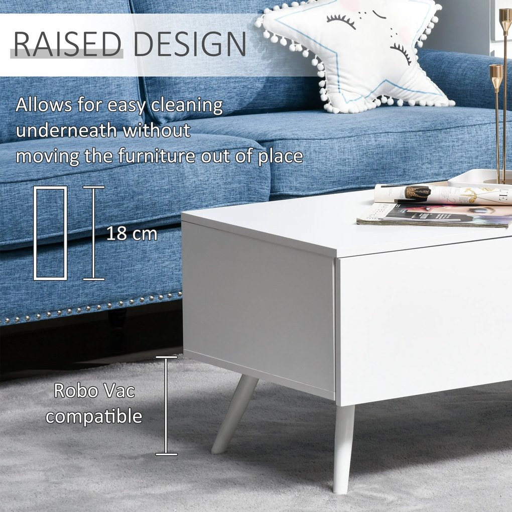 HOMCOM masa de living, stil nordic, cu 2 sertare, 110x60x45cm | AOSOM RO