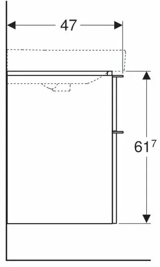 Dulap baza pentru lavoar suspendat Geberit Smyle Square alb 2 sertare 74 cm