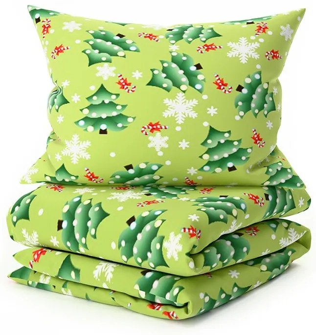 Lenjerie de pat din microfibra CHRISTMAS TREE verde Dimensiune lenjerie de pat: 70 x 90 cm | 140 x 220 cm