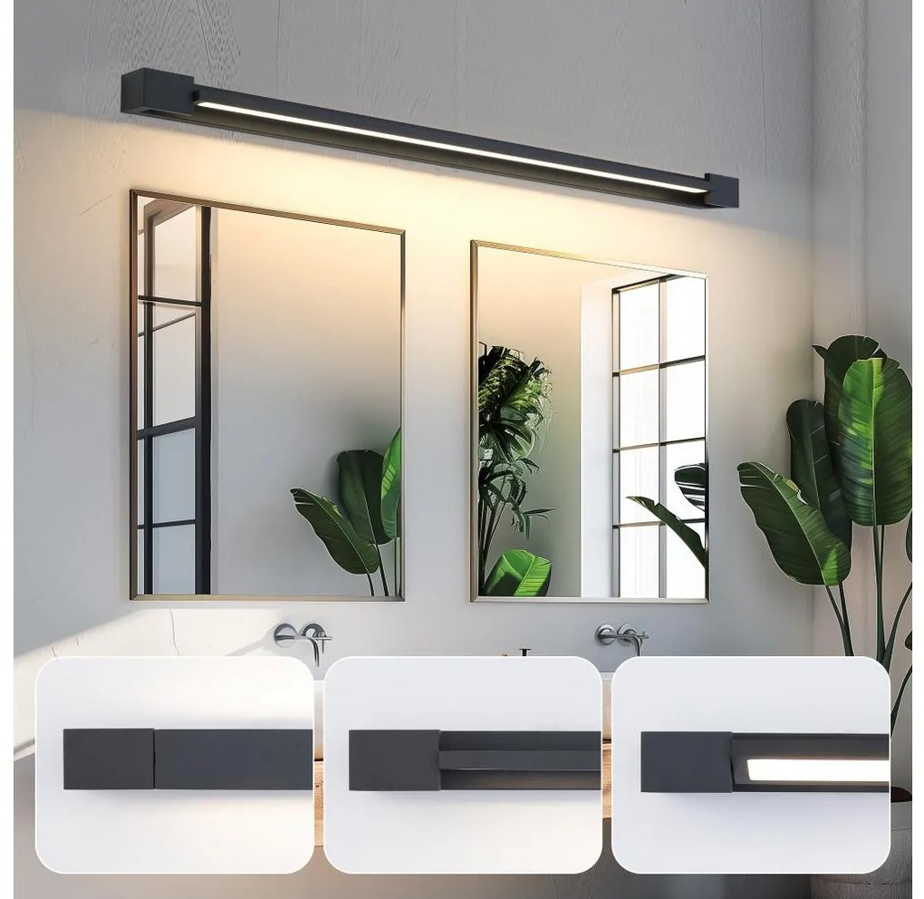 Brilagi-LED Aplica LED pentru oglindă de baie AQUA LINE, 36W, 230V, 120 cm, IP44, negru