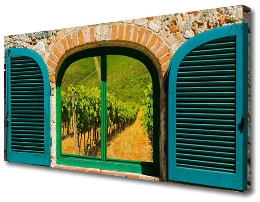 Tablou pe panza canvas Fereastra Peisaj Maro Albastru