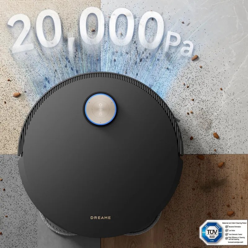 Aspirator robot Dreame X50 Ultra RLX85CE-6-BK, 20000 Pa, detectare AI a obstacolelor, navigare 360°, control vocal, sterilizare UV, negru/dorat