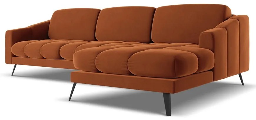 Colțar portocaliu cu tapițerie din catifea (cu colț pe partea dreaptă) Nalu – Makamii