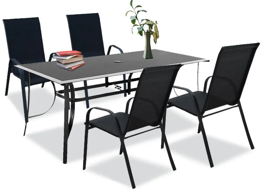 Set mobilier de grădină Agata 4+1 negru
