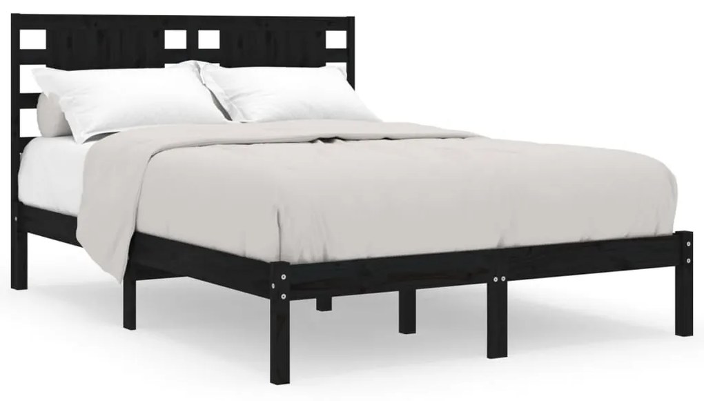 3104227 vidaXL Cadru de pat King Size, negru, 150x200 cm, lemn masiv