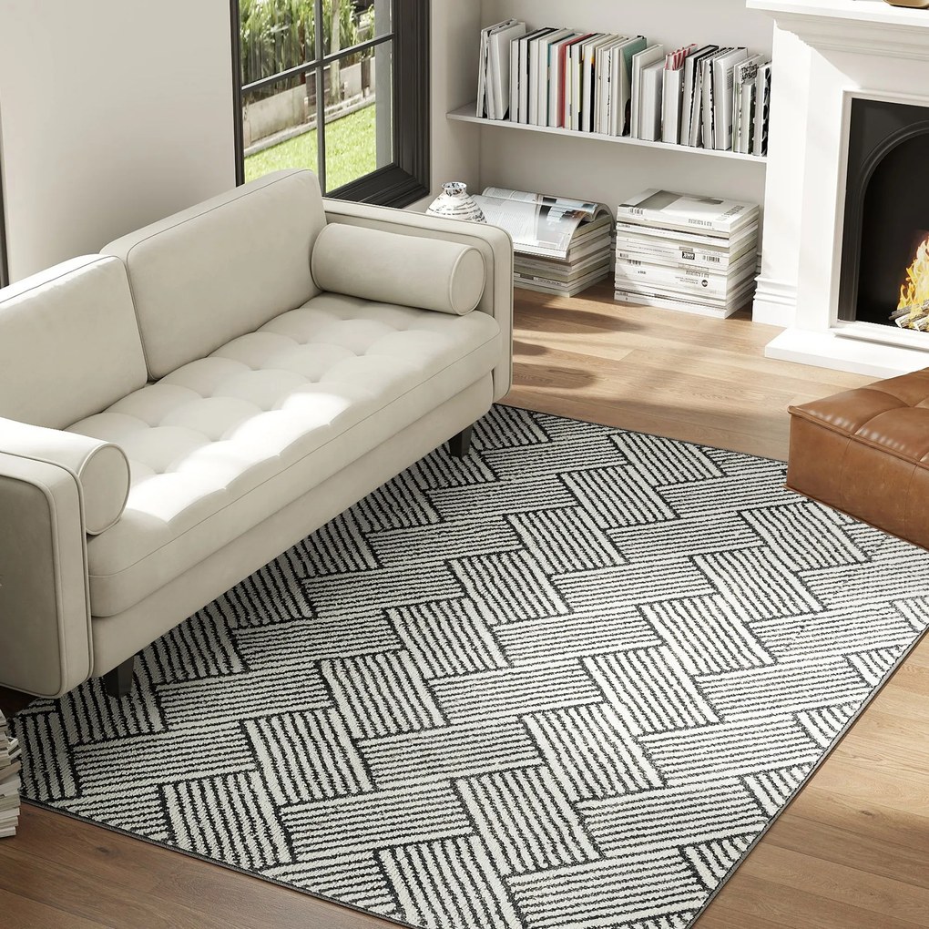 HOMCOM Covor salon 170 x 120 cm blănuri scurte lavabil în mașină hipoalergenic pentru sufragerie, dormitor, birou, gri | Aosom Romania
