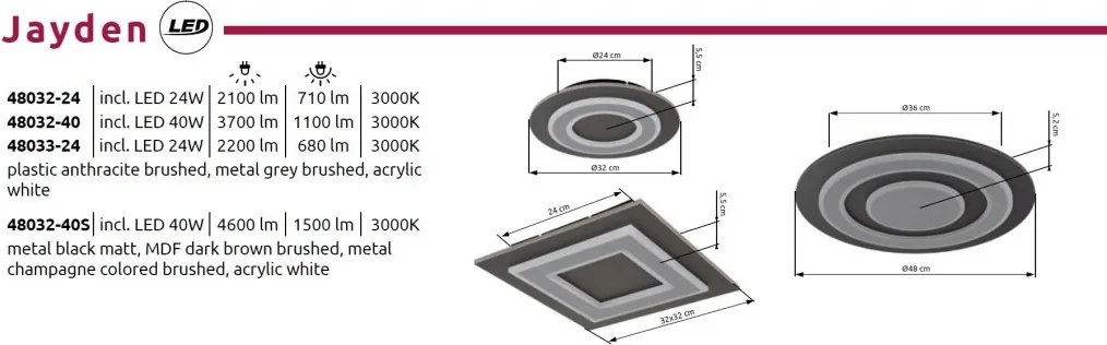 Plafoniera LED slim design circular JAYDEN