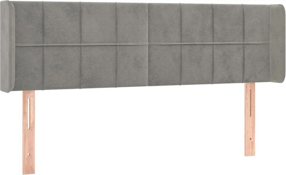 vidaXL Tăblie de pat cu aripioare gri deschis 147x16x78/88 cm catifea