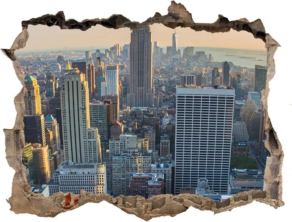 Fototapet un zid spart cu priveliște Manhattan new york city