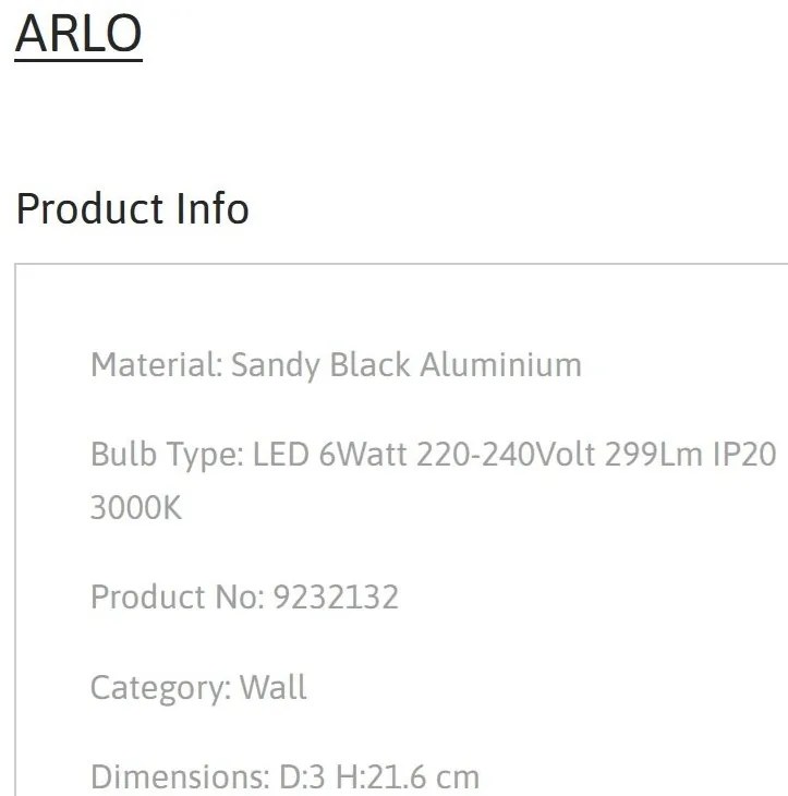 Aplica Spot LED directionabil stil minimalist ARLO negru, NVL-9232132