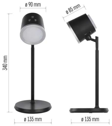 Lampă LED reîncărcabilă dimabilă de masă 4 în 1 LED/6W/3,7V 3000K/4000K/6500K negru