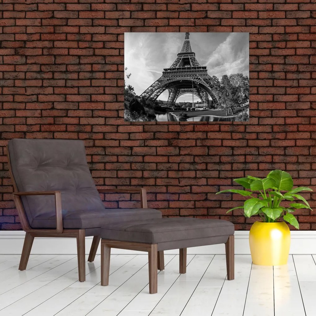 Tablou - Turnul Eiffel, alb-negru (70x50 cm)