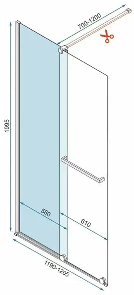 Paravan de dus tip Walk-in Rea Cortis cu parte culisanta 120x200 cm profil crom