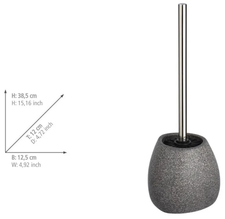 Perie de toaletă din ceramică Wenko Marla, înălțime 38,5 cm, gri