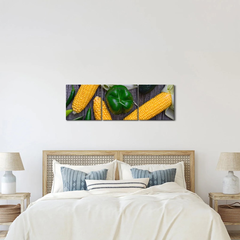 Tablou cu legume (cu ceas) (90x30 cm)