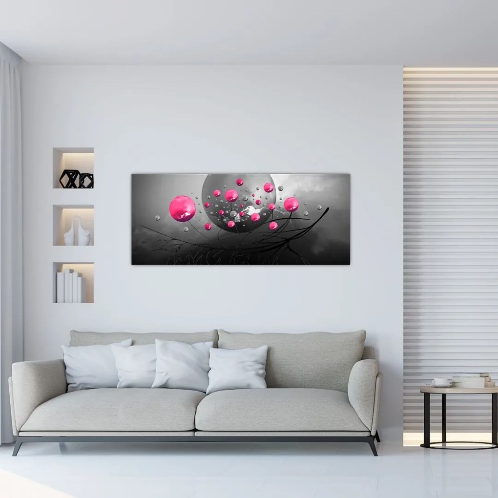 Tabloul cu bile abstracte roz (120x50 cm)