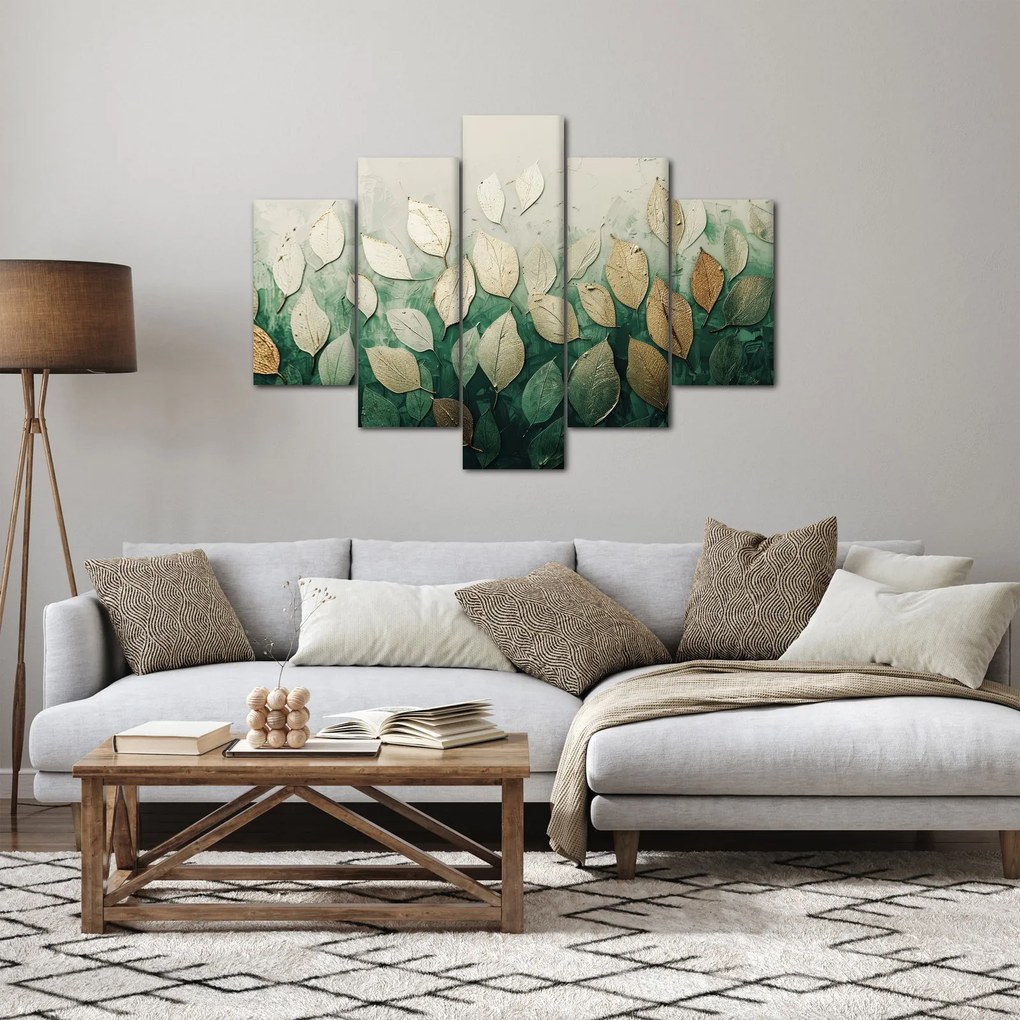 Tablou - Frunze verzi-aurii (150x105 cm)